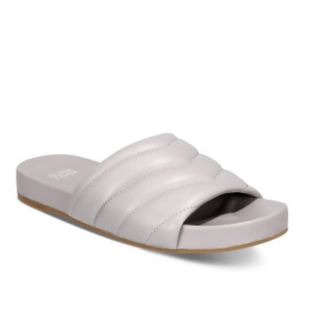 Eileen Fisher Haze Barley Nappa leather grey comfort slides sandals size 6.5